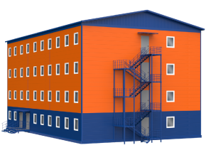 Полнокомплектные модульные здания с общей рамой перекрытия до четырех этажей