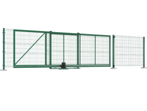 ОТКАТНЫЕ ВОРОТА СО СТАЛЬНОЙ РАМОЙ И С ЗАПОЛНЕНИЕМ СВАРНОЙ СЕТКОЙ
